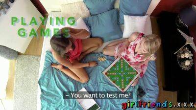 Cute blondes play games before fucking - sexu.com