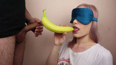 Game - Petite step sister got blindfolded in fruits game - veryfreeporn.com