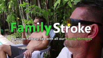 Stepdaddy's GF and stepson get frisky in the pool - Full HD FamilyStroke.net - sexu.com
