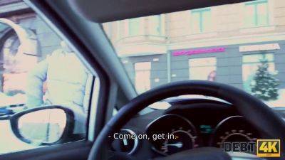 Watch as a bartender earns cash for handjob in the car in Debt4k POV video - sexu.com - Russia